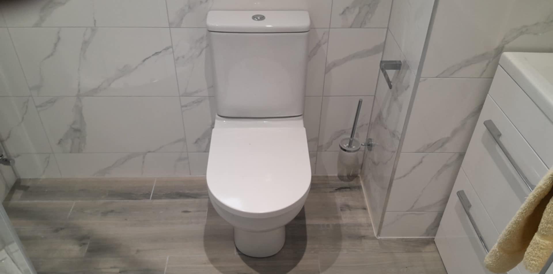 WC and vanity in marble tiling